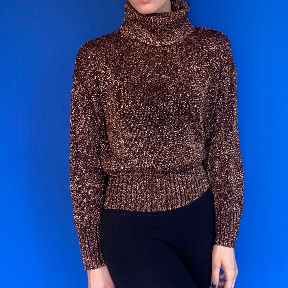 Metallic bronze & Other Stories turtleneck sweater